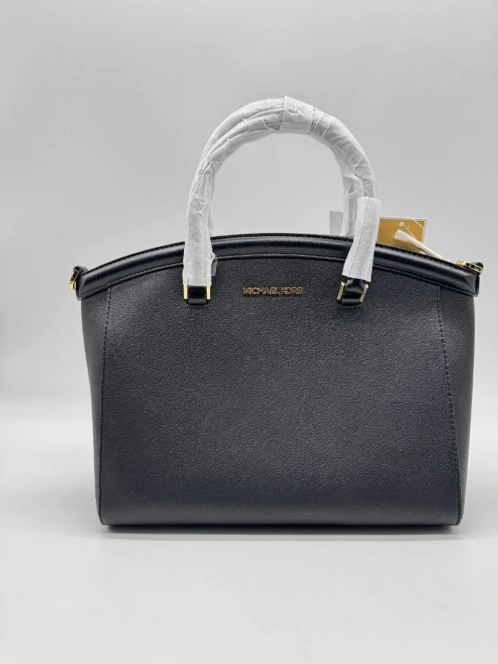 MICHAEL KORS Yara saffiano large dome satchel crossbody -Black (Has imperfection